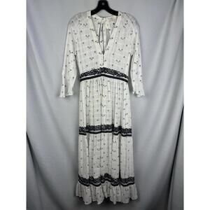 Maje Ribiza Embroidered Cotton White Maxi Dress Size 1, S